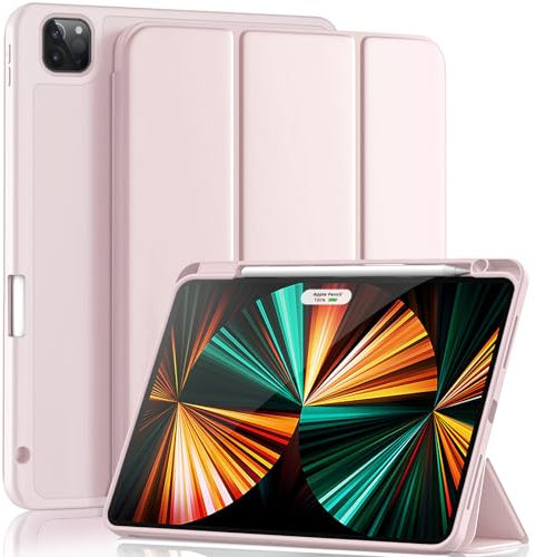 Yuloigan Designed iPad Pro 11 Case, 3rd & 4th Gen with Pencil Holder, Auto Wake/Sleep Smart Cover, Pink