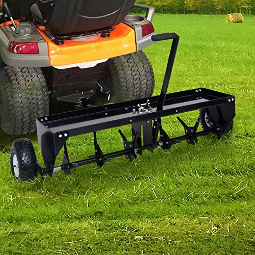 ARKEM Arieggiatore per Prato, Rullo Arieggiatore da Prato con Parafango, Arieggiatore Manuale per Prato Giardino Terreno,Aeratore per Prato per Trattorino Tagliaerba 102 cm
