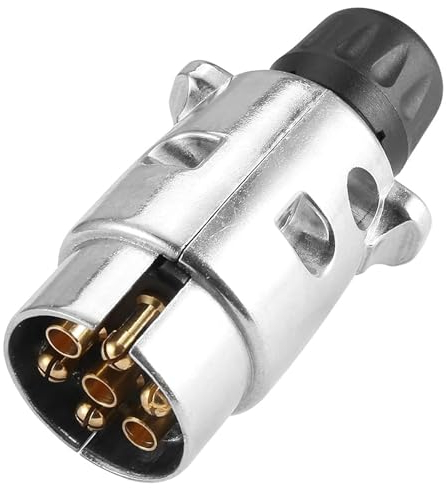 AGRISHOP Spina rimorchio 7 poli maschio metallo,12V metallo spina 7 poli rimorchio,Spina 7 Poli 12v Gancio Traino in alluminio