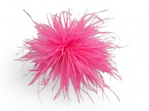 Brosche Anstecknadel Klammer Haarklammer Blume Straußenfedern Strauß Feder Stoff Pink
