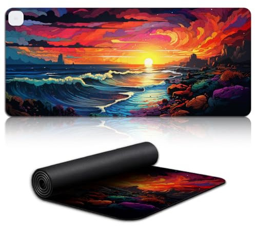CHTXD Mouse Pad Table Mat Danish Coastline Keyboard Pad (70x31) cm Extra Large - Table Mat Large Size PC and Laptop with 3 Heating Levels