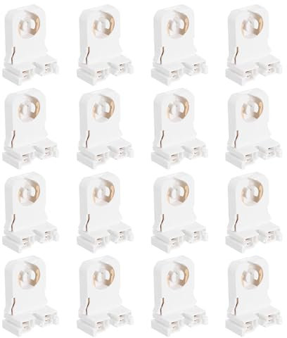 PATIKIL T8 Lampenhalter, 16 Stück G13 Lampenfassung Basis Halterung Nicht-getrennte Grabstein Flammschutzmittel Lampenfassungen für integrierte LED-Leuchtstoffröhren, Weiß