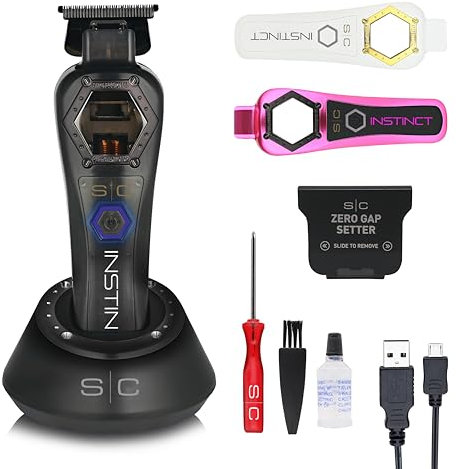Professioneller Herren-Haarschneider Stylecraft Instinct Metal Trimmer by Gamma Più, Dynamischer Drehmomentsteuerung, 180 Min Autonomie ohne Kabel, Verstellbare Klinge 0 Gap, Ganzmetall-Rückseite