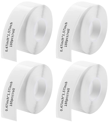 4 Rollen P15/P11/L12 Thermal Label Tape, 12 x 40mm Standard laminiertes Büro Etikettenband, Wasserdicht Thermo-Etikettenband,Mehrzwecketikettenband