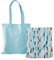 Lvjkes Doppelseitige Stoffbeutel, Baumwolltasche Handtasche Schulter Leinwand Umhängetasche, Einkaufsbeutel Recyclingtasche für Frauen, Kinder, Mädchen, 40cm x 36cm (Blaues Dreieck)