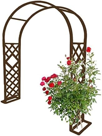Metallbogen Gartenlauben Spalier Torbogen für Kletterpflanzen Rosen Ranken, 55 71 87 102 126 breit Outdoor-Hochzeitsdekorationsbögen mit Sockel, Schwarz/Braun/Dunkelgrün/Weiß (Farbe: Sc
