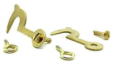 Dzina 2 x Side Hooks & Eyes 35MM Cupboard Door Catch Box Dolls House Latch & Screws