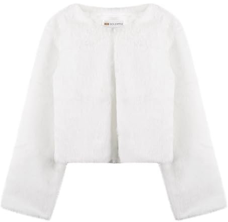 Bolerose Les Filles Confortable Fausse Fourrure Enfants Enfants Boléro Boléro en Maille Veste Manteau (Blanc, 5-6 Ans)
