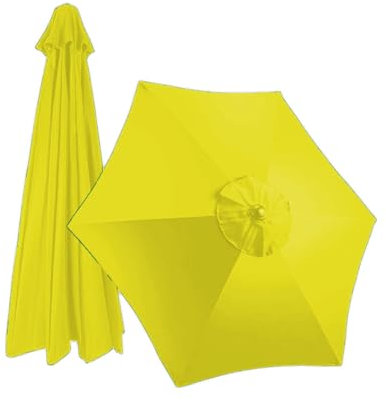 Auvent De Rechange De Parasol de jardin 2.7M/3.0M Housse De Rechange pour Toile De Parasol Ronde, Remplacez Dessus De Parapluie À 6 Baleines/8 Baleines, Protection UV(Yellow,6 ribs-2m(6.6ft))
