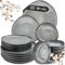 Moritz & Moritz ORGANIC 18-teiliges Geschirrset 6 Personen Grau - Elegantes Teller Set aus hochwertigem Steinzeug - Geschirr Set 6 Personen aus 6x Dinnerteller, 6x Dessertteller, 6x Suppenteller