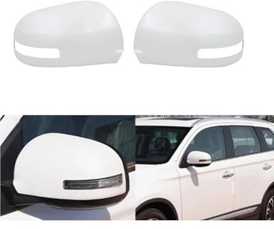 Spiegelkappen Für Mitsubishies Für Outlander 2013-2018 Autotür Seitenrückspiegelabdeckung Schale Sprühfarbe Spiegelkappe Weiß Teile Auto Spiegelkappen(Weiß)