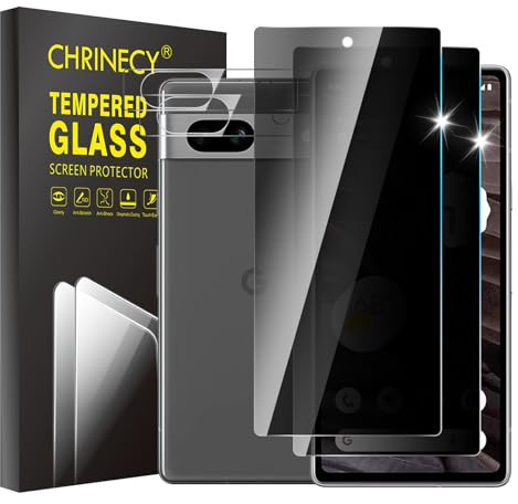 CHRINECY [2+2 Stück] Sichtschutz Schutzfolie Kompatibel mit Google Pixel 7a Schutzglas und Kameraschutz, Anti-Spy Schutzglas, [9H Härte panzerglas] [Kratzfest]