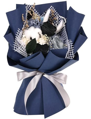 Zanfqvo Mazzo di Rosa Eterna Regalo per Lei - Idee Regalo Donna - Rosa Stabilizzata Vera per Mamma Fidanzata Moglie - Regali Compleanno Natale San Valentino Festa della Mamma (Nera)