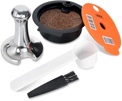Wiederverwendbare Pads für Tassimo, Nachfüllbare Kaffeekapseln für Bosch Tassimo, 180 ml PP Kapseln, mit Kaffee Tamper 51 mm, Zubehör Kompatibel für Bosch Kaffeemaschine