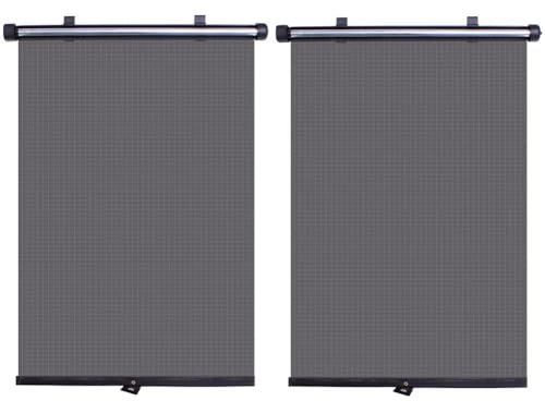 Parasol Coche Delantero 2 Persianas Enrollables Automáticas para Ventanas De Coche con 6 Ventosas Retráctiles Y Universales Parasol Auto Interior