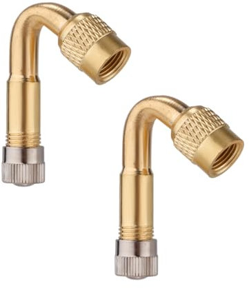 Gosknor 2St Reifenventilverlängerung, 45 Grad Reifenventilverlängerungsadapter Messing Reifenventilschaftverlängerungen Ventilschaftadapter für Autos Motorräder Fahrräder Wohnmobil