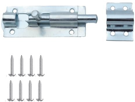 Keypak 75mm Straight Tower Bolt Security Sliding Lock, Door Gate Hardware | Zinc Weather Resistant Metal Garden Lock