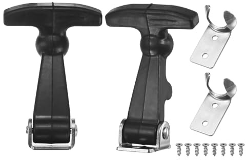 M METERXITY 2-Pack Elastic Stainless Steel Rubber Hood Catch, 2.6Flexible Draw Latches with Brackets Flexible T-Handle Hasp Rubber with Screws for Toolbox/RVs/Vehicle Engine/Hood,Silver Black