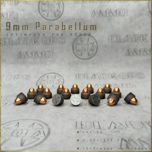 9 mm Parabellum for TR50 / HDR50 Munition CAL.50 by Black OPS Ammo for Target Shooting & Tactical Home Defence TR 50 HDR 50