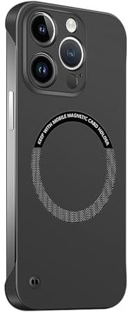 Omio Magnetic Slim Case for iPhone 15 Plus Compatible with MagSafe, Frosted Matte PC Ultra-Thin Bumper Frameless Borderless Minimalist Design Shockproof Cover for Men Women, Black