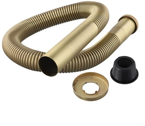 Niceminiwall Tubo flessibile in ottone anticato lungo 80 cm, tubo di scarico espandibile per lavello in ottone antico, 32 mm/30 mm, tubo flessibile per acqua del bacino, DN30 standard