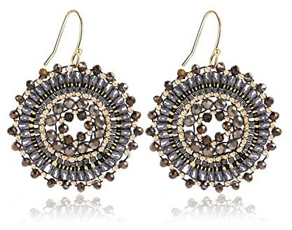 Perlenohrringe für Damen, für Sommer, Perlen-Kristalle, Glasperlen, baumelnd, Bohemia, geeignet für Strand, modische Ohrringe, Glas, Kein Edelstein