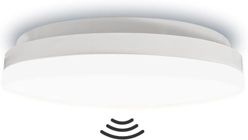 Modern LED Ceiling Light Motion Sensor Round Panel Hallway Kitchen Bathroom Lamp 18W 4000K LED Flush Mount Twilight Microwave Auto Sensor Porch Lamp Indoor for Bathroom Garage Hallway Stairs IP44