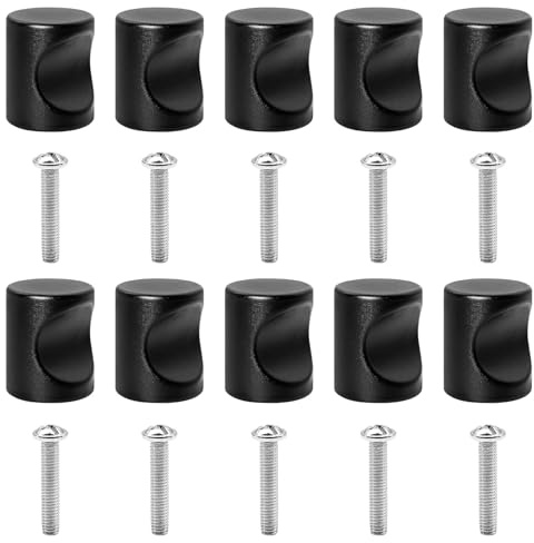 Forbabe 10 Stück Möbelknopf Schwarz Einlochgriff Aluminiumlegierung | Schrankknöpfe Knöpfe Kommode Schubladenknöpfe (20*25mm)