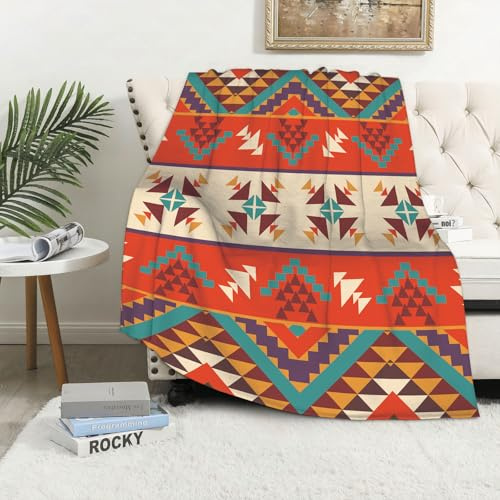 MAAPCHP Kuscheldecke Flauschig Decke Fleecedecke Nahtloses buntes Aztekenmuster Wohndecke Warm Winter Weich,Decke Couch Blanket,Wohn- & Kuscheldecken 150 x 200 cm,Sofa überwurfdecke