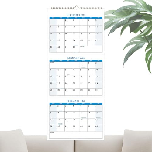 Wandkalender 2026 - Senkrecht Format 2026 | Jahresplaner Zum Aufhängen Für Familie Wohnzimmer Schlafzimmer Büro Urlaub Tagesplaner