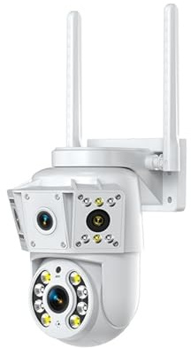 KVBRUI Caméra de Surveillance extérieure Wi-FI 1080p Multi-objectifs, interphone bidirectionnel, Vision Nocturne, babyphone