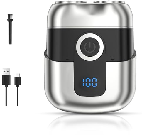 Mini Rasierer Herren Elektrisch, Tragbar Elektrorasierer mit LED-Anzeige, USB Wiederaufladbare Nass Dry Magnetischer Rasierer für Zuhause Auto Reisen Magnetisch