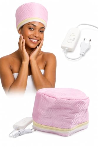 Bonnet Chauffant Cheveux Électrique 3 Niveaux de Température Casque Thermique pour Soins Capillaires Profonds et Coloration Masque Vapeur Réglable à Domicile Rose