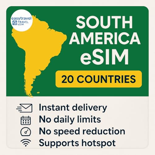 Südamerika eSIM 20 Länder High-Speed-Daten unterstützt Hotspot 30 Tage 3-20 GB E-Mail-Lieferung (3 GB für 30 Tage)