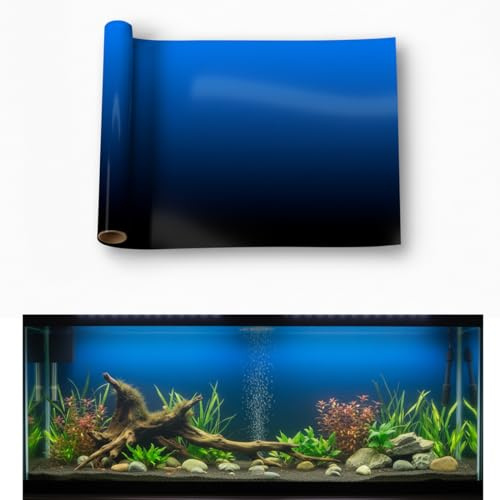 LYYAB Fondo de acuario - Adhesivo estático para pecera - Degradado negro y azul | Fácil instalación para tanques de cristal, sin residuos, reutilizable, 100 x 50 cm / (40 x 20 pulgadas)