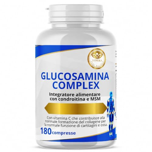 Glucosamina Condroitina MSM 1450 mg – 180 Compresse, Collagene e Boswellia | Integratore Articolazioni, Collagene, Cartilagine e Ossa, Con Acido Ialuronico, Vitamina C, Boswellia