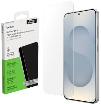 Belkin ScreenForce Titan SmartShield Anti-Reflex Schutzfolie für Samsung Galaxy S26+, Kratzfest, Stoßfest, Anti-Fingerprint Folie, Schutzglas, Ultradünn mit Positionierungsschale zur Anbringung