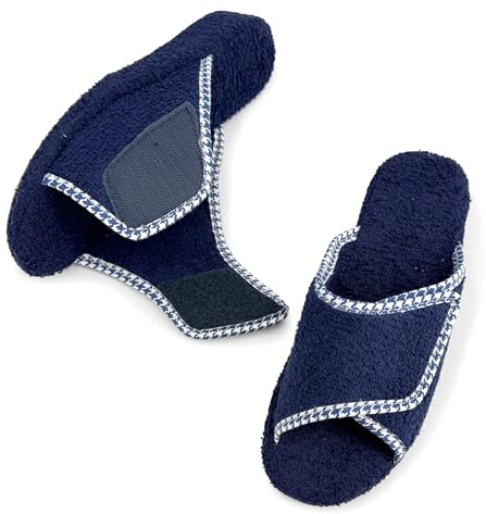 STRAPPO SOFT Ciabatte Spugna Donna Punta Aperte Traspiranti con Chiusura Pantofole Estive Casa Zeppa Comode Suola Sughero Leggre Morbide Antiscivolo Primavera Estate Regolo Signora Anziani Blu 39