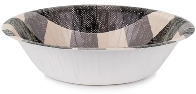 Pappschalen tief 6er Set17x4,5cm Karierte Pappteller Schwarz Creme - Partyteller Einwegteller plastikfrei - Suppenschalen Partygeschirr Geburtstag Party - Grill Barbeque Tischdeko