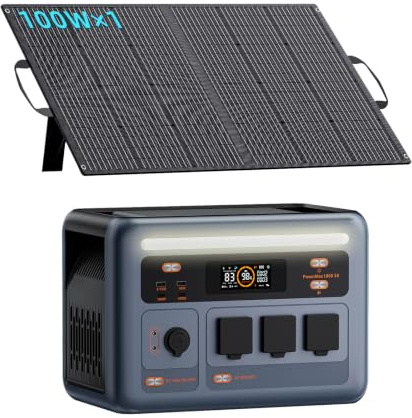 IEE 1800W Centrale Elettrica Portatile P1800 con 1 Pannello 100W, 1024Wh Generatore Solare con Batteria LiFePO4, Ricarica 0-80% in 45 min, APP, UPS, Power Station per Campeggio/Camper/Casa