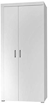 Furniture24 Kleiderschrank Samba, 2 Türiger Drehtürenschrank, Wohnzimmerschrank, Schrank (Weiß/Weiß Hochglanz)