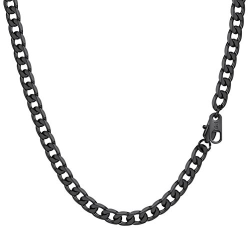 PROSTEEL Mens Curb Necklace Chain 316L Stainless Steel HipHop Jewelry 18Inch Black