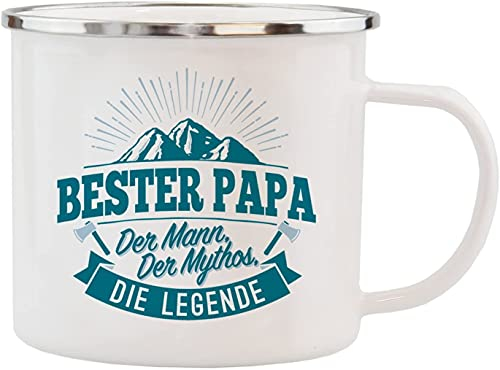 History & Heraldry Echter Kerl - Emaille Becher Bester Papa - individuelle und personalisierte Tasse mit Name und Spruch