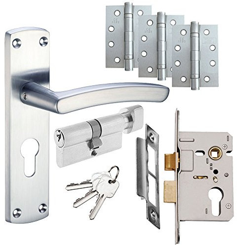 Toledo Door Handle Set - Euro Lock Door Pack - Satin Chrome