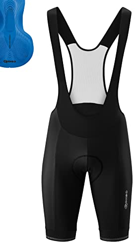 Gonso Sitivo Bib, Kurze Herren Träger-Radhose, Mit Sitivo Blue Comfort Sitzpolster, Hohe Bewegungselastizität und Antirutsch-Silikon-Beingummi, Enganliegende Passform, Schwarz/Blau, Gr. L