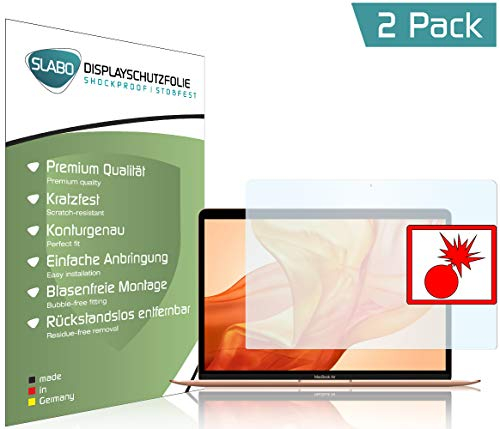 Slabo 2 x Panzerschutzfolie für MacBook Air 13 (2018) | Air 13 (2020) Panzerfolie Displayschutzfolie Schutzfolie Folie Shockproof KLAR