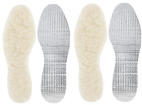 2 Paar Einlegesohlen aus echter Lammwolle mit Alu-Schicht, Natur, Größe 40, Damen, Herren, Made in Germany, mit gratis 5h Wärmebooster, nachhaltige Wärmesohlen, Wintersohlen, mit Alu-Latexboden