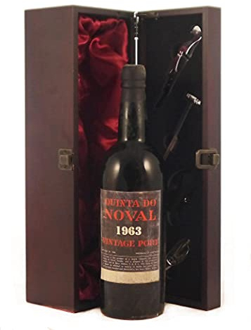 Quinta do Noval Vintage Port 1963 presented in a silk lined wooden box with four wine accessories 1 x 750ml