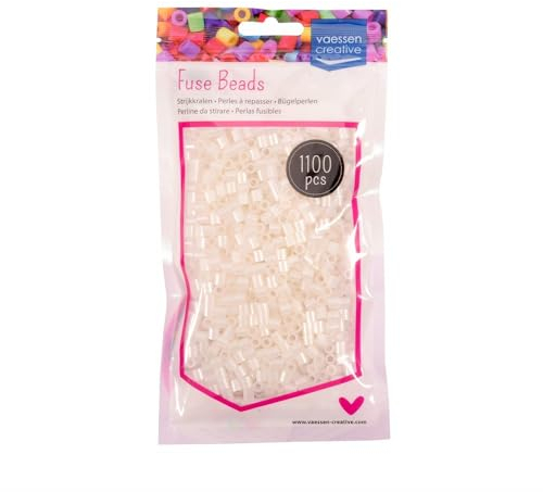 Vaessen Creative 5009-024 Bügelperlen, Perlmutt, 1100 Stück, Steckperlen zum Basteln mit Kindern, DIY Gestalten von Schmuck, Deko, Verzierungen und weiteren Bastelideen,5mm