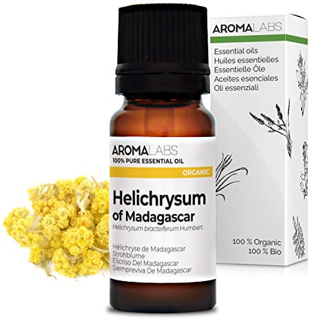 BIO - Helichrysum of Madagascar Essential Oil - 10mL - 100% Pure, Natural, Chemotyped and AB/Cosmos Certified - AROMA LABS (French Brand)